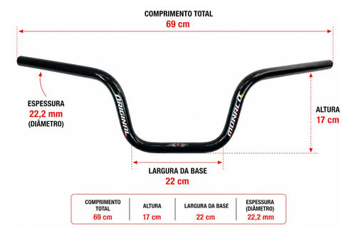 Guidão Monaco Honda Cg 125 150 160 Titan Fan Start Cargo Preto Brilhante