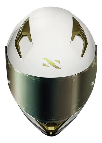 Capacete Norisk Flow Solid com Spoiler Branco Dourado Brilhante
