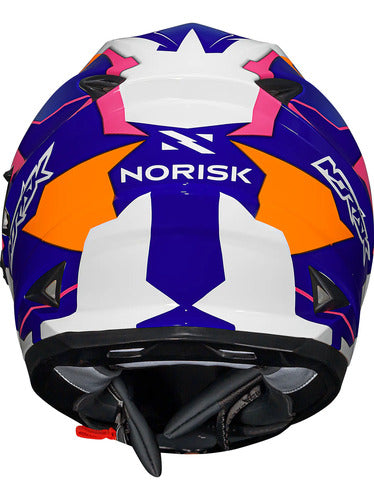 Capacete Norisk FF302 Soul District com Óculos Solar Interno Azul Branco Rosa Brilhante