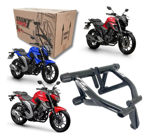 Protetor de Motor Stunt Race Cage Yamaha Fazer Fz25 250 2018 em diante Preto Brilhante