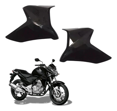 Par de Guias de Ar Abas do Tanque Paramotos Honda Cb 300r 2013 em diante Preto Brilhante