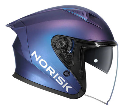 Capacete Aberto Norisk Downtown II Solid com Óculos Solar Interno Azul Fosco Tamanho 58/M