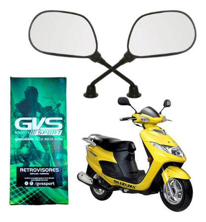 Par de Espelhos Retrovisores GVS Suzuki Burgman 125 2005 a 2015 Lente Convexa
