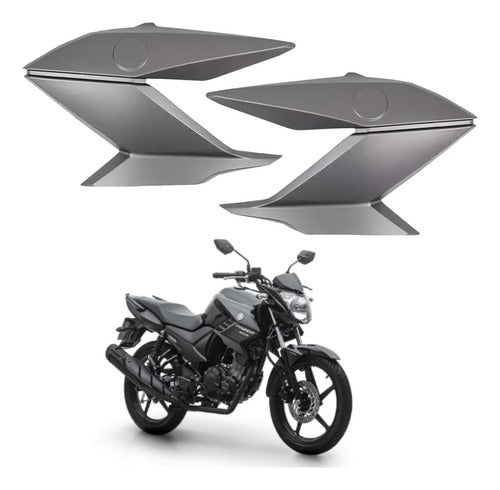 Par de Guias de Ar Abas do Tanque Paramotos Yamaha Fazer 150 2016 a 2017 Cinza Fosco