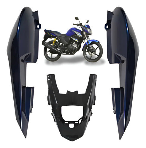 Rabeta Lateral Completa Paramotos Yamaha Fazer 150 2020 a 2021 Azul Metálico
