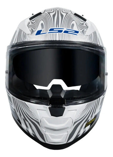 Capacete LS2 FF811 Vector II Freedom com Óculos Solar Interno Branco Prata Brilhante