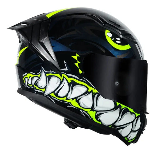 Capacete LS2 FF810 Vigo Sarbul Preto Amarelo Azul Brilhante