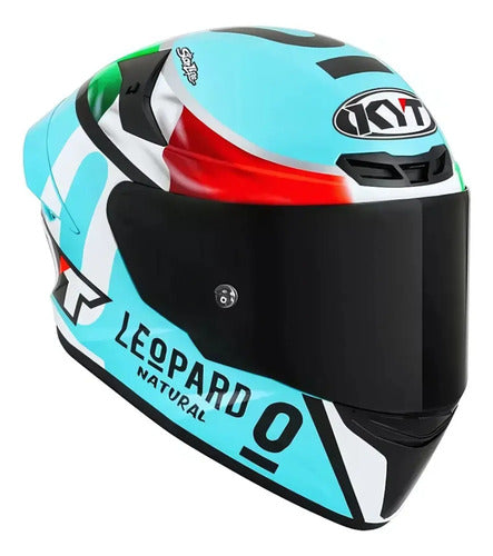 Capacete KYT TT-Course Dennis Foggia Leopard Azul Brilhante