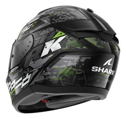 Capacete Shark Ridill 2 Molokai com Óculos Solar Interno Preto Verde Brilhante