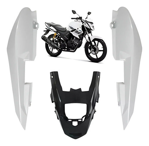 Rabeta Lateral Completa Paramotos Yamaha Fazer 150 2014 a 2019 Branco