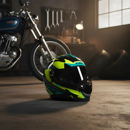 Capacete LS2 FF358 Draze Preto Amarelo Verde Brilhante Tamanho 60/L