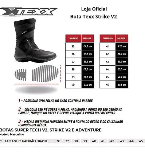 Bota Texx Strike V2 Impermeável Preto Tamanho 44