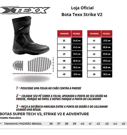 Bota Texx Strike V2 Impermeável Preto Tamanho 44