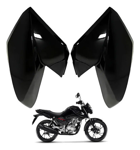 Par de Abas do Tanque Paramotos Honda Cg 160 Fan Start 2016 a 2021 Preto Brilhante