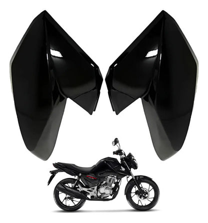 Par de Abas do Tanque Paramotos Honda Cg 160 Fan Start 2016 a 2021 Preto Brilhante