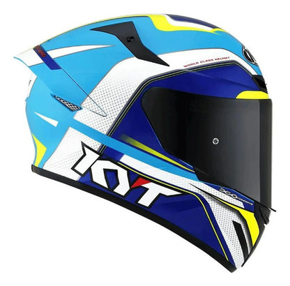 Capacete KYT TT-Course Grand Prix Branco Azul Brilhante