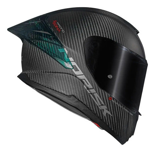 Capacete Norisk Carbon R Solid com 2 Viseiras e Spoiler Preto Fosco