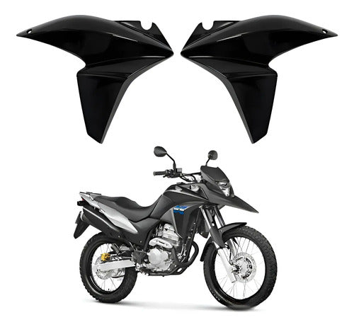 Par de Aletas Abas do Tanque Paramotos Honda Xre 300 2013 a 2015 Preto Brilhante