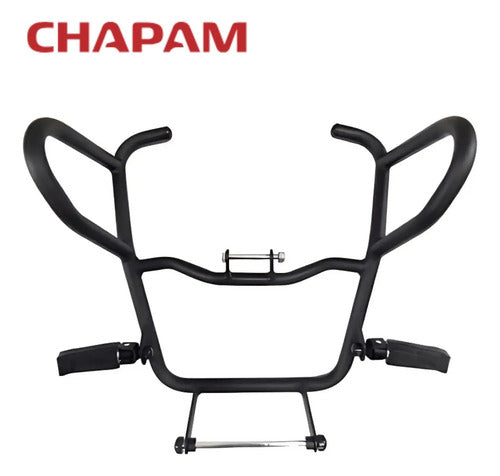 Protetor de Motor com Pedaleira Chapam Yamaha Fazer Fz25 250 2018 a 2025 Preto Fosco