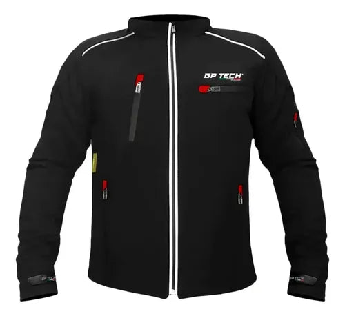 Jaqueta GP Tech Soft Casual Resistente à Água Masculina Preto Vermelho