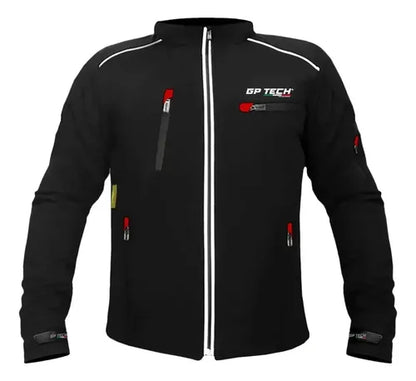 Jaqueta GP Tech Soft Casual Resistente à Água Masculina Preto Vermelho