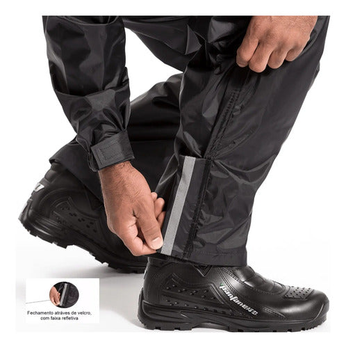 Capa de Chuva Conjunto Pantaneiro Nylon com Gola Preto