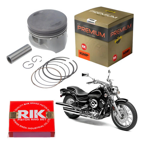 Kit Pistão com Anéis KMP Premium Yamaha Xvs 650 Drag Star 1998 a 2008 STD