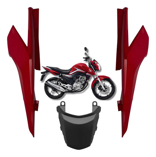 Kit Rabeta Lateral Completa Paramotos Honda Cg 160 Titan 2016 a 2024 Vermelho Guaraú