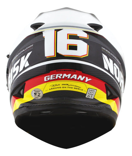 Capacete Norisk FF302 Soul II Grand Prix Alemanha com Óculos Solar Interno Branco