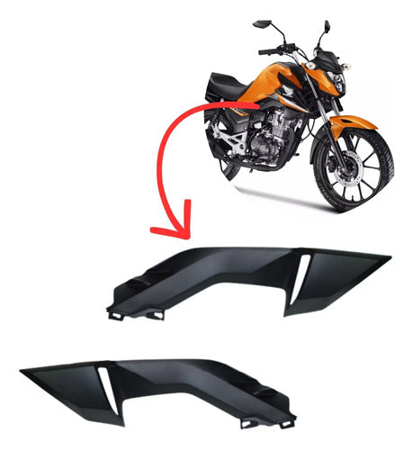 Par de Acabamentos da Tampa Inferior do Tanque Paramotos Honda Cg 160 Titan 2025 em diante Preto