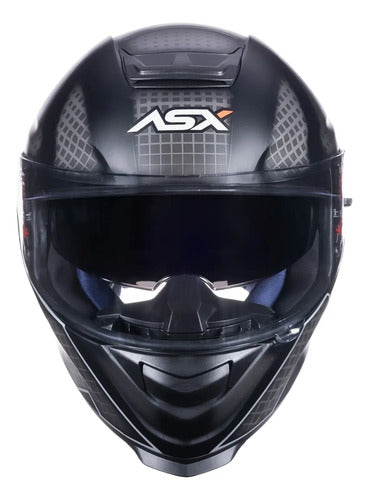 Capacete ASX Eagle SV Lines com Óculos Solar Interno Preto Prata Grafite Fosco