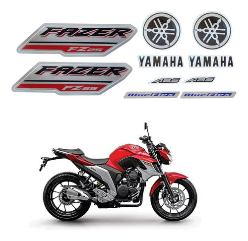 Kit Adesivos JS Yamaha Fazer Fz25 250 2018 a 2020 Vermelho