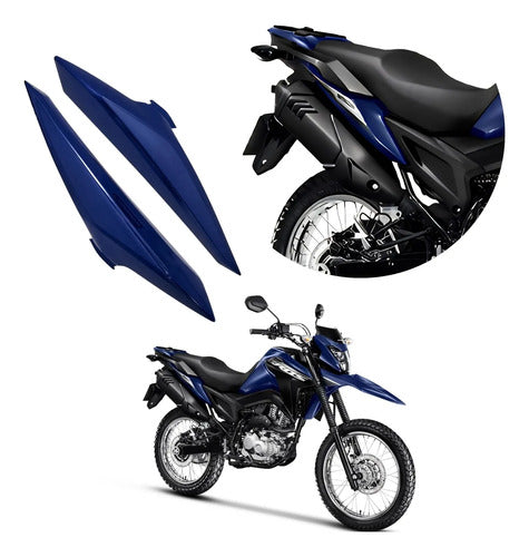Par de Tampas Laterais Traseiras Paramotos Honda Bros 160 2025 em diante Azul