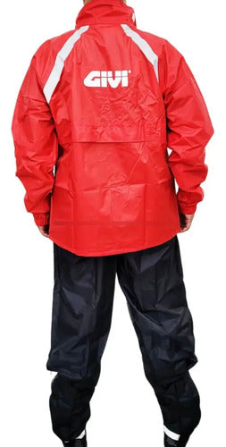 Capa de Chuva Conjunto Givi Nylon Masculina Vermelho Preto Tamanho L