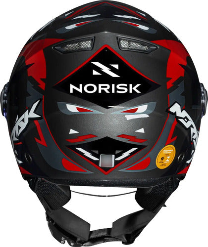 Capacete Aberto Norisk Orion Denver Preto Vermelho Brilhante Tamanho 58/M
