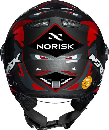 Capacete Aberto Norisk Orion Denver Preto Vermelho Brilhante Tamanho 58/M
