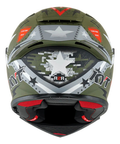 Capacete KYT R2R Max Assault com Óculos Solar Interno Verde Fosco