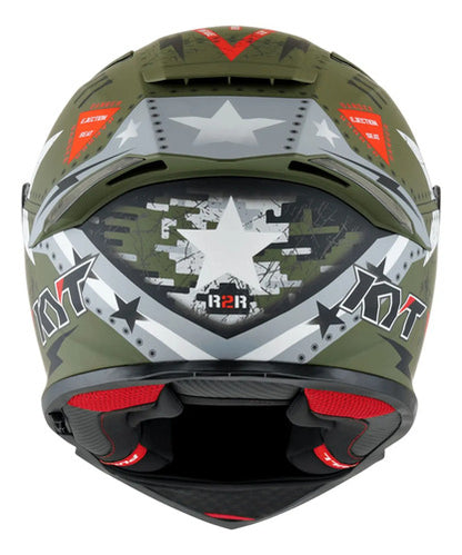 Capacete KYT R2R Max Assault com Óculos Solar Interno Verde Fosco