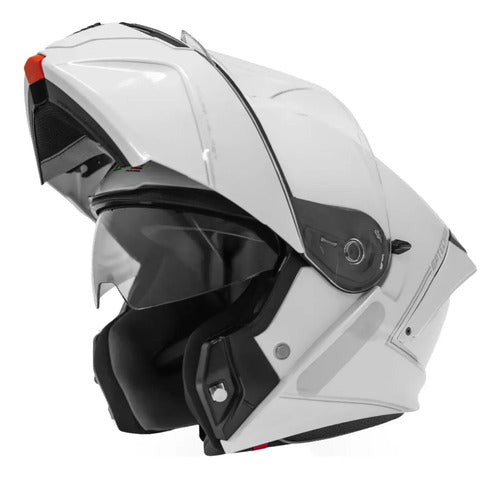 Capacete Escamoteável GP Tech A128 SV Pulse Solid com Óculos Solar Branco Brilhante Tamanho 60