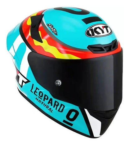 Capacete KYT TT-Course Jaume Masia Leopard Espanha Azul Brilhante
