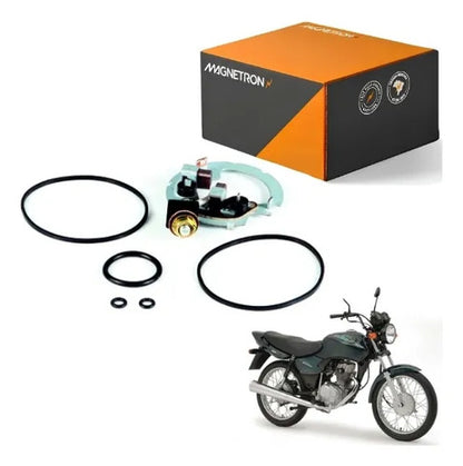 Kit Suporte e Escovas do Motor de Partida Magnetron Honda Bros 150 Yamaha Fazer Lander 250