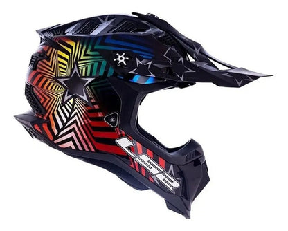Capacete Off-Road LS2 MX700 Subverter Evo Super Collider Preto Brilhante