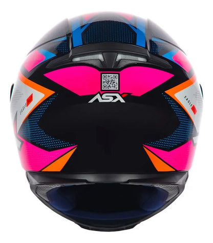 Capacete ASX Eagle Fast Preto Rosa Branco Brilhante Tamanho 54/XS
