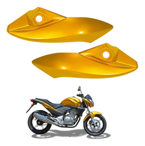 Par de Carenagens Laterais do Farol Paramotos Honda Cb 300r 2009 a 2015 Amarelo Perolizado