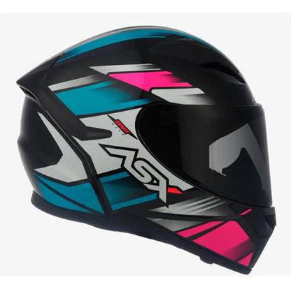 Capacete ASX City Start Preto Turquesa Rosa Brilhante