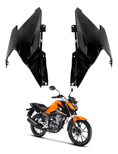 Par de Aletas Abas do Tanque Paramotos Honda Cg 160 Titan 2025 em diante Preto