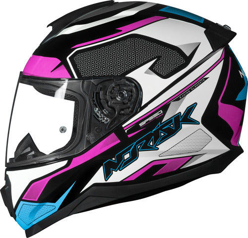 Capacete Norisk Razor Speedmax Preto Rosa Branco Brilhante Tamanho 56/S