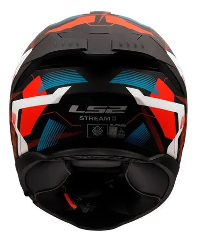Capacete LS2 FF808 Stream II Mika com Óculos Solar Interno Branco Azul Vermelho