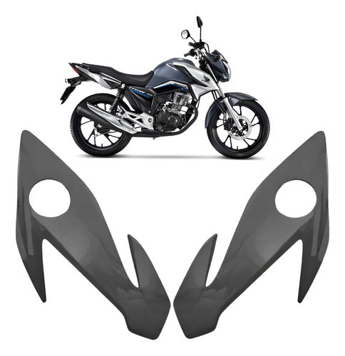 Par de Bananinhas Carenagens Laterais do Farol Paramotos Honda Cg 160 Titan 2022 a 2024 Cinza Una