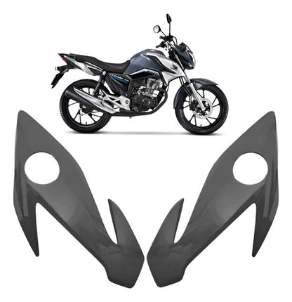 Par de Bananinhas Carenagens Laterais do Farol Paramotos Honda Cg 160 Titan 2022 a 2024 Cinza Una